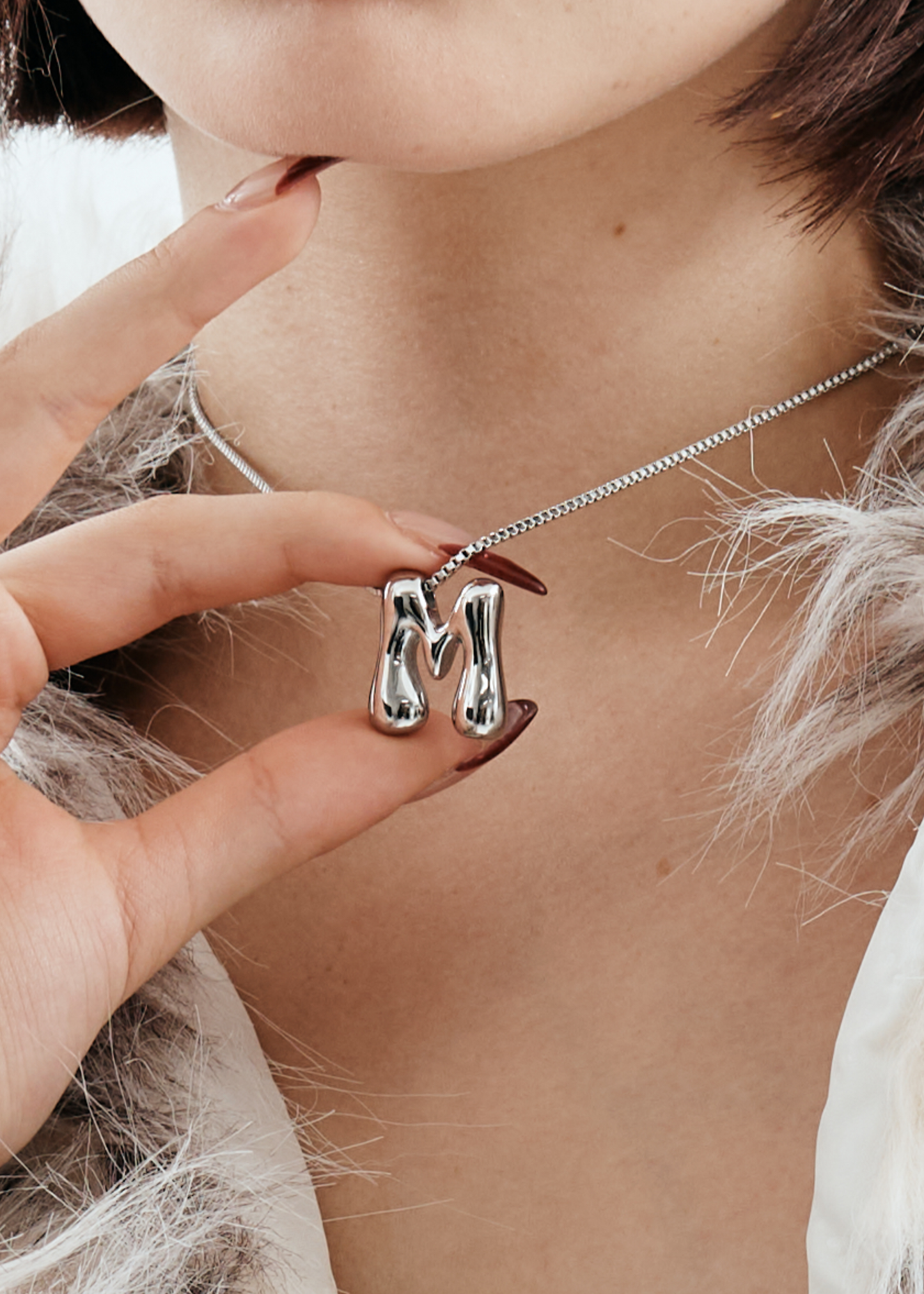 Bubble Letter Necklace(Silver)